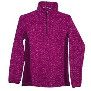 COLUMBIA Lightweight Fleece Quarter Zip Sweatshirt Chevron Barbiecore Gorpcore